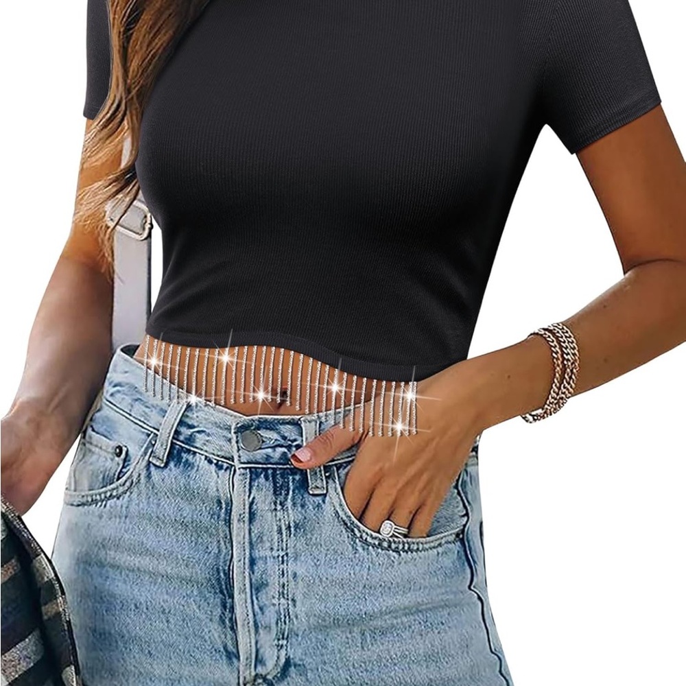 Black Ribbed Crop Top